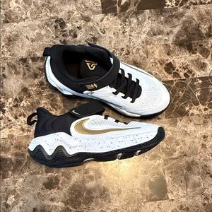 Nike Giannis White and Black Sneakers with Gold Accents
